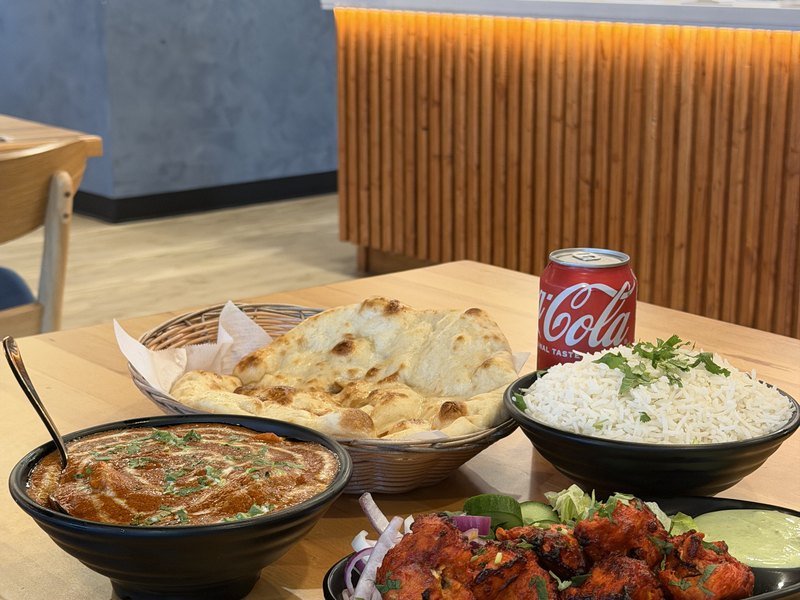 Fresh naan basket and curry